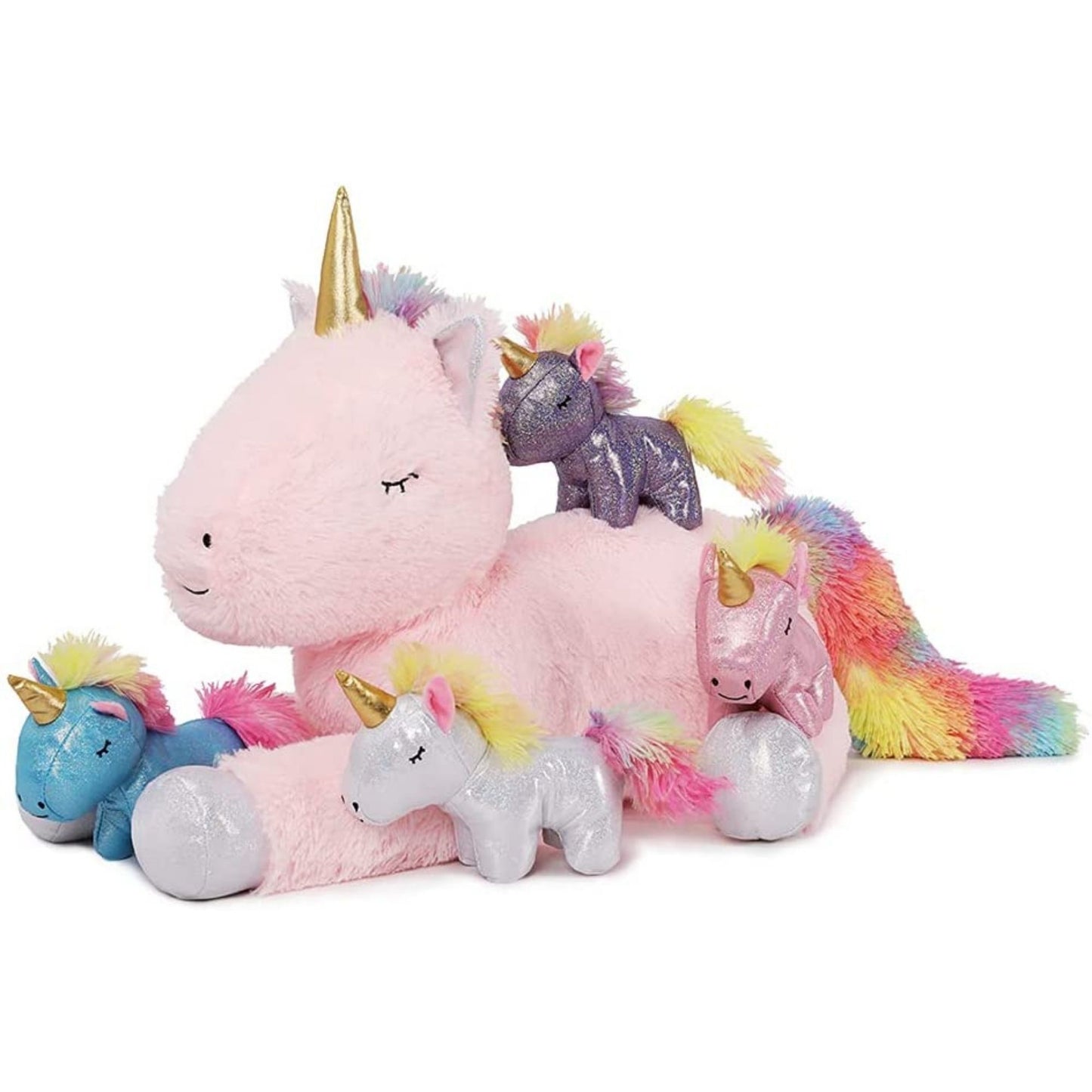 MorisMos Unicorn Stuffed Toy Mommy Unicorn with 4 Babies, 22''