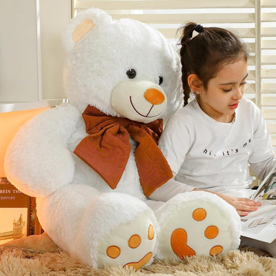 Giant Teddy Bear Plush Toy, White, 47 Inches