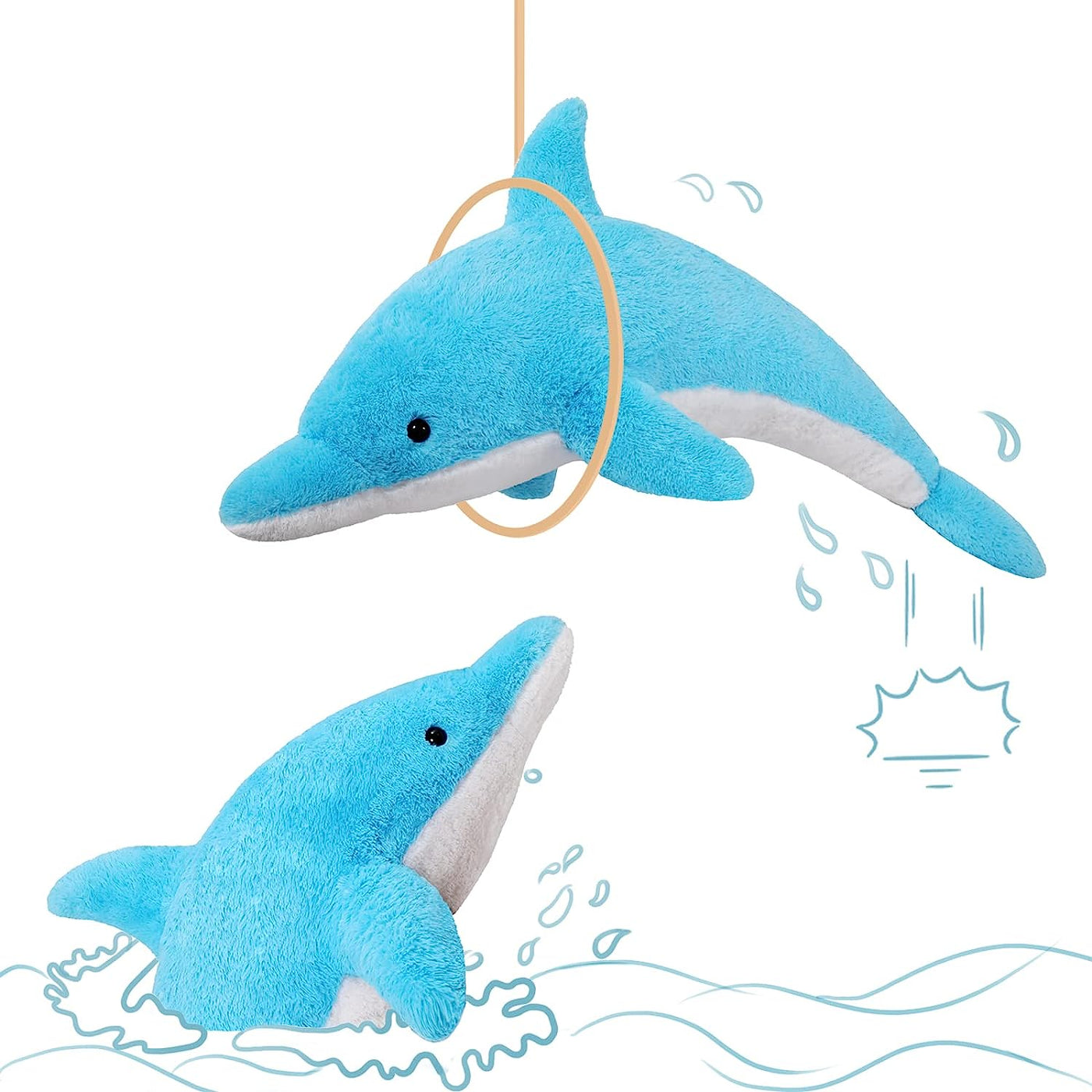 Animaux en peluche dauphin, bleu, 55 po