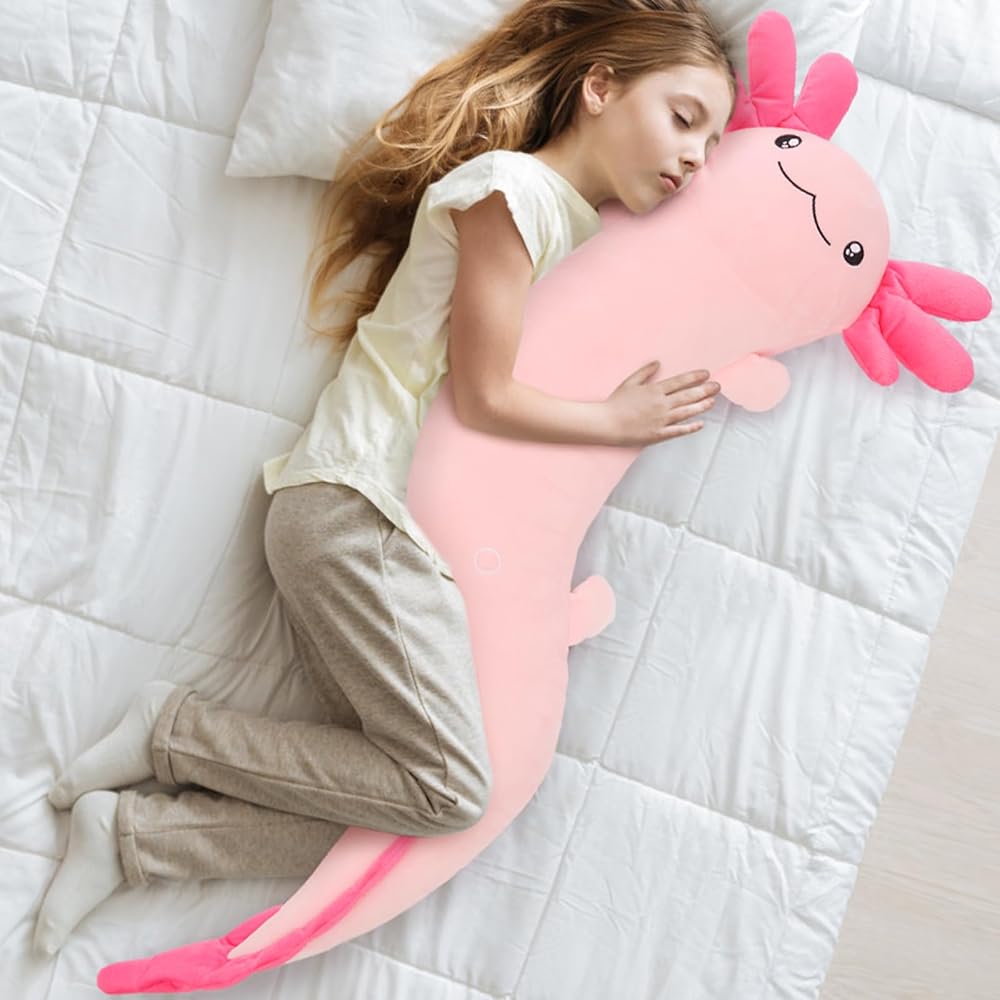 Long Axolotl Body Pillow 47.2'' Hugging Pillow,Stuffed Axolotl Toys Plush