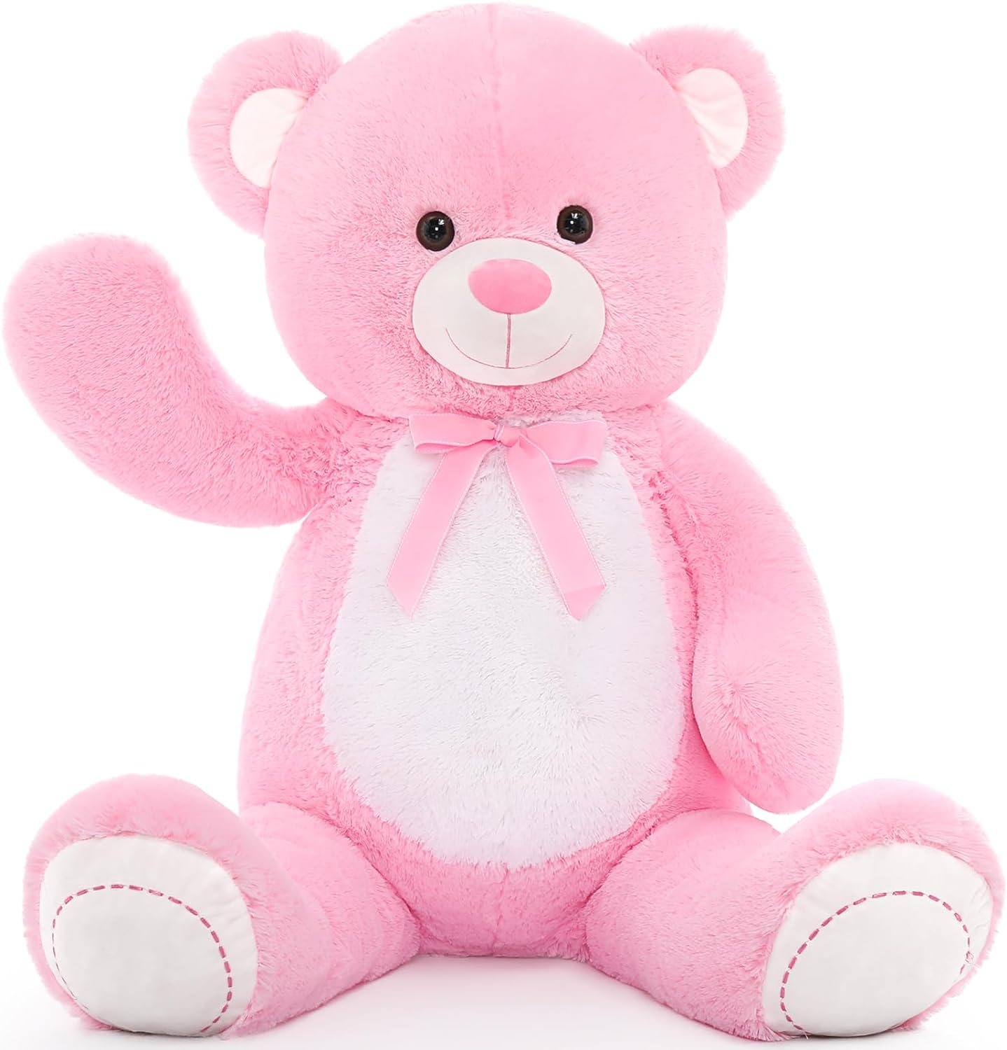 MorisMos Teddy Bear 130cm Giant Teddy Bear with Bow Fluffy Stuffed Ani