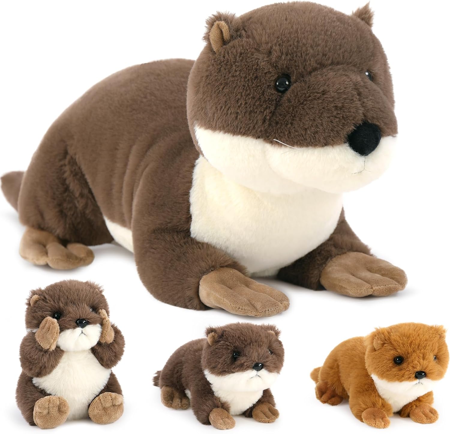 4Pcs River Otter Stuffed Animal with 3 Babies Inside