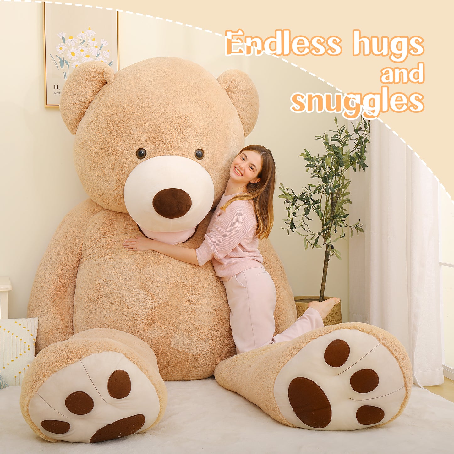 Life Size Light Brown Teddy Bear Plush Toy 8.5 ft Massive Teddy Bear Stuffed Animal Toys