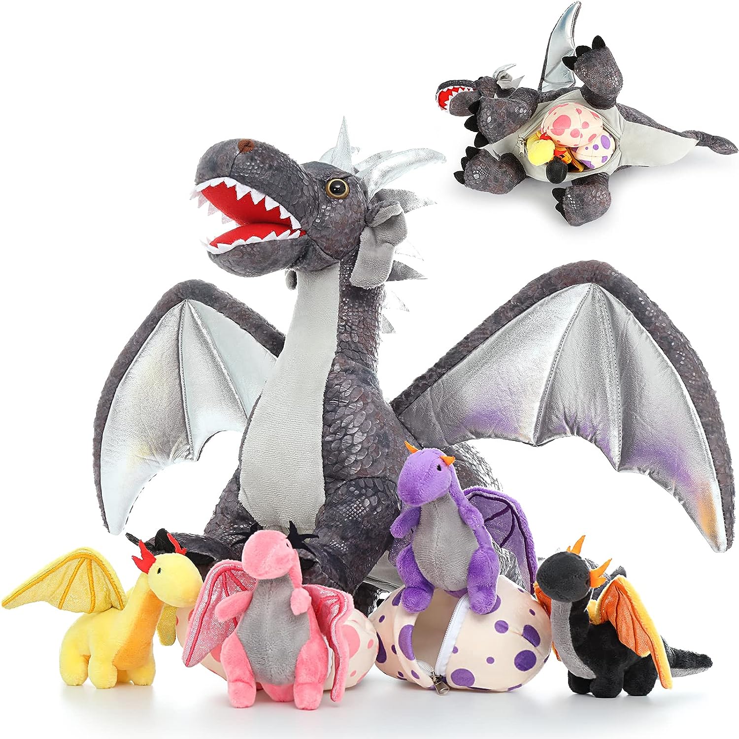 Peluche Dragon en peluche, 7 pièces, grande peluche Dragon en peluche de 21 pouces, en vrac