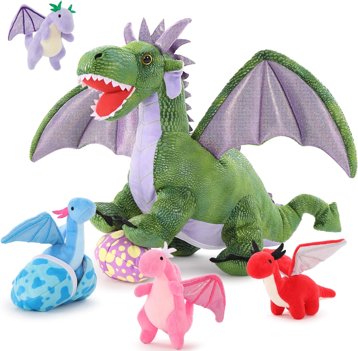 7 Piece Dragon Stuffed Animals, 21.6 Inch Large Mommy