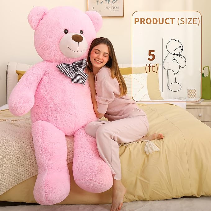 MorisMos Giant Pink Teddy Bear Stuffed Animal 5 Feet