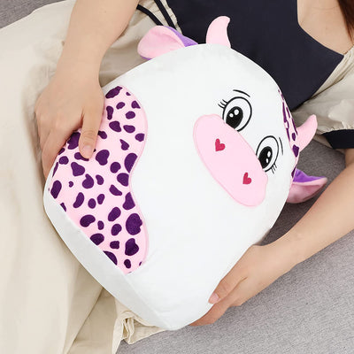 MorisMos Cow Plush Toy Throw Pillow, 14”