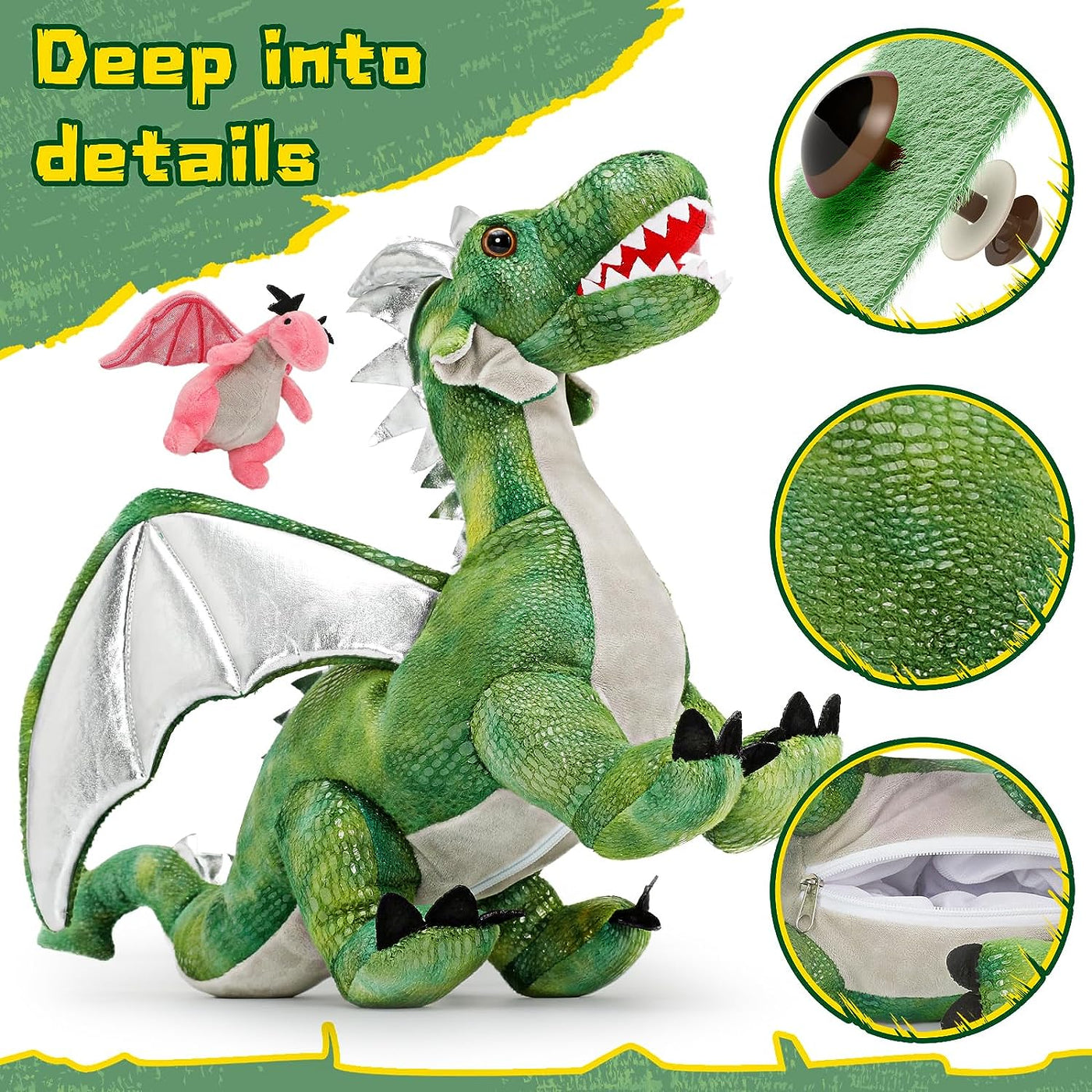 7 Pcs Dragon Plush Stuffed Animal,21'' Large Stuffed Dragon Plush Bulk