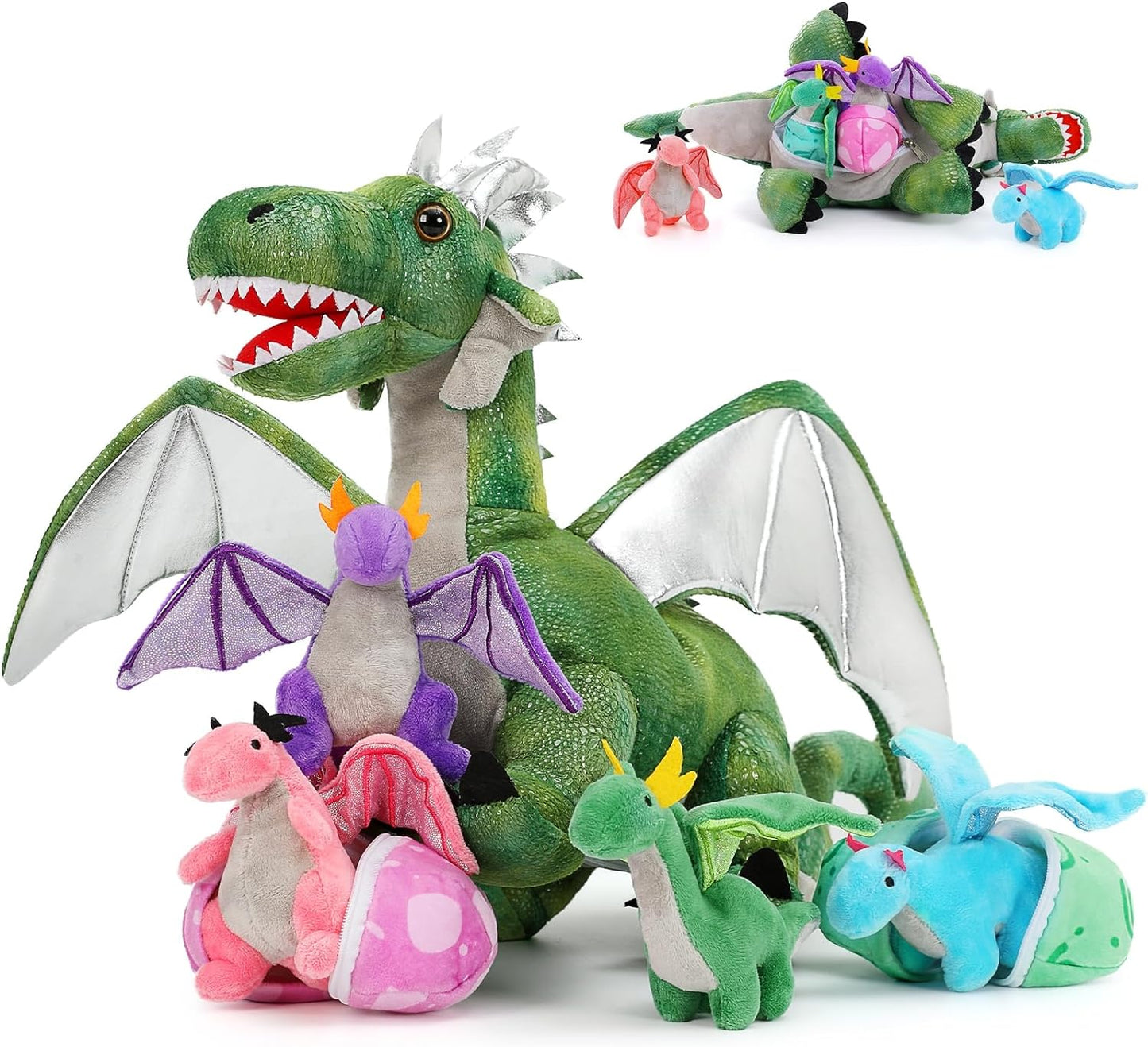 7 Pcs Dragon Plush Stuffed Animal,21'' Large Stuffed Dragon Plush Bulk