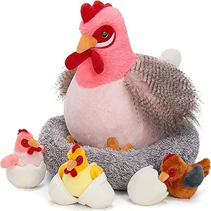 MaoGoLan 8Pcs Chicken Stuffed Animals with 3 Babies Chickens, 3 Eggs, 1 Nest House Plush Set Plush Toy