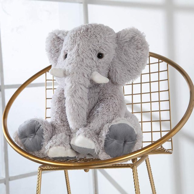 MorisMos 20'' Gray Elephant Stuffed Animal Soft Stuffed Animal Elephant Plush Toy