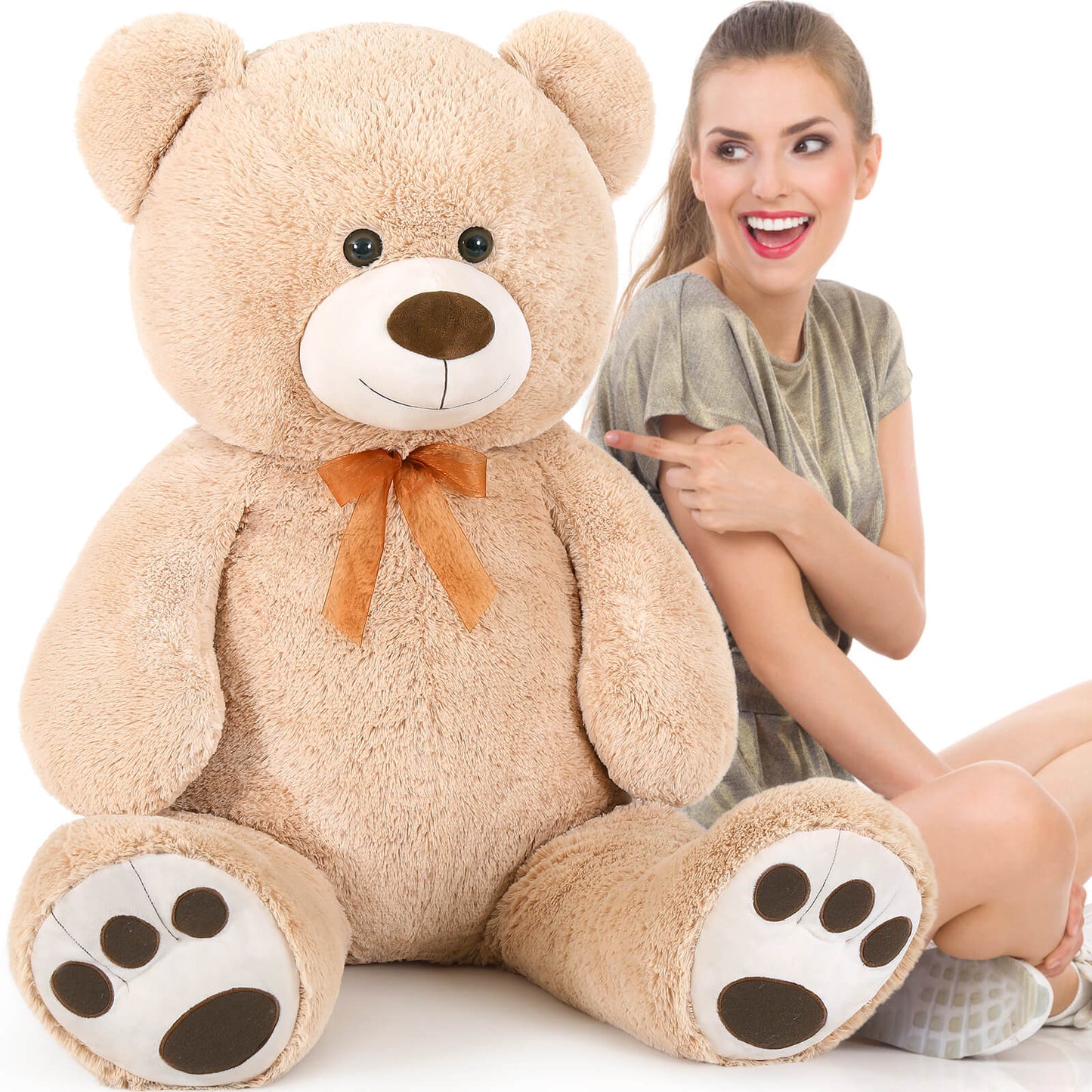 MorisMos 4.3ft Giant Teddy Bear with Footprint