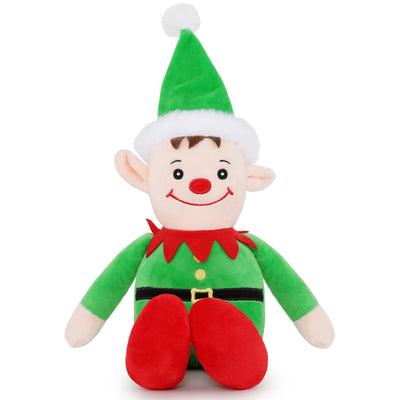 Santa and Elf Plush Toy Set, 13 Inches