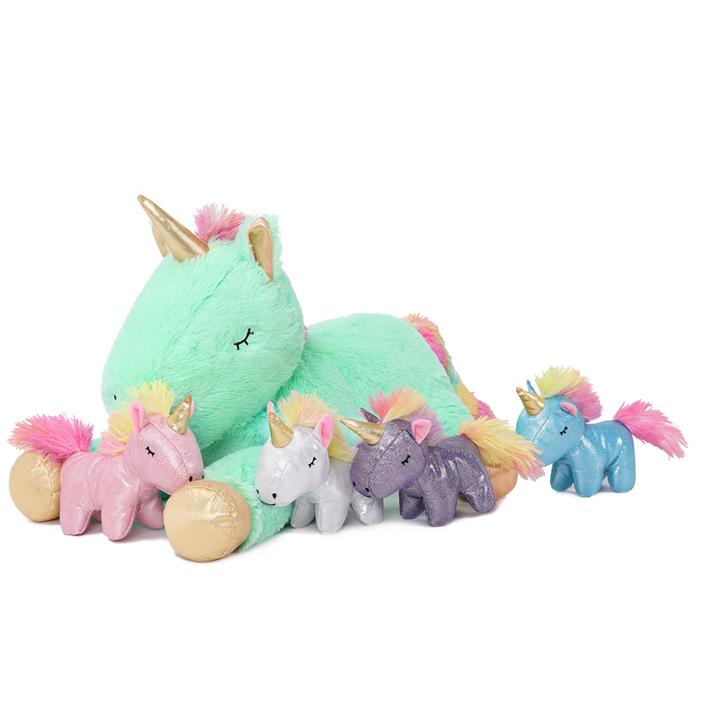 MorisMos Peluche Licorne Maman Licorne avec 4 bébés, 22''