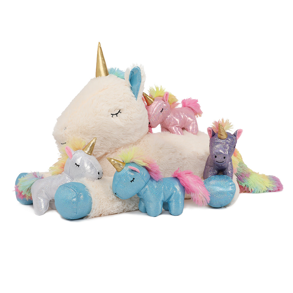 MorisMos Unicorn Stuffed Toy Mommy Unicorn with 4 Babies, 22''