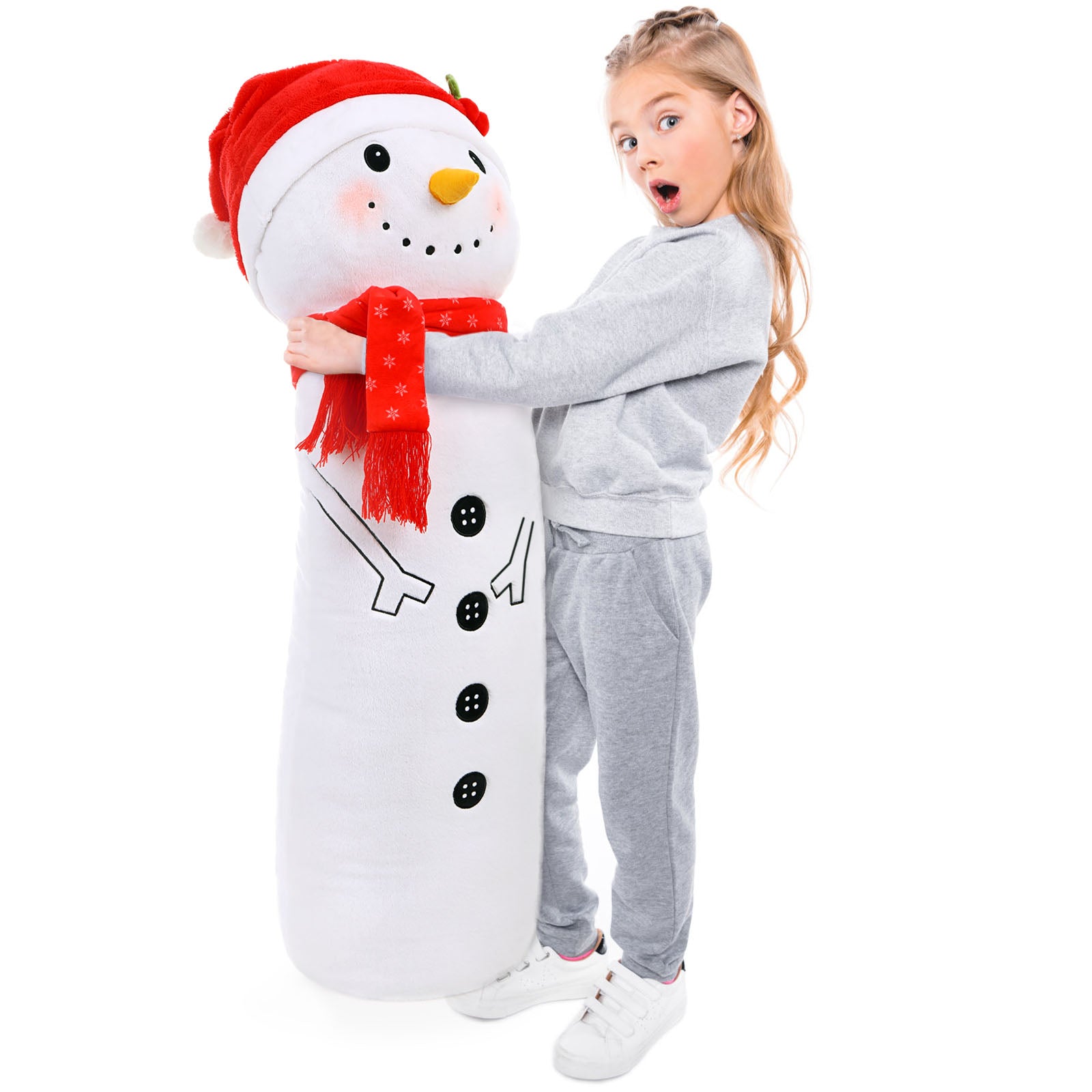 Christmas Snowman Long Throw Pillow, White, 43 Inches