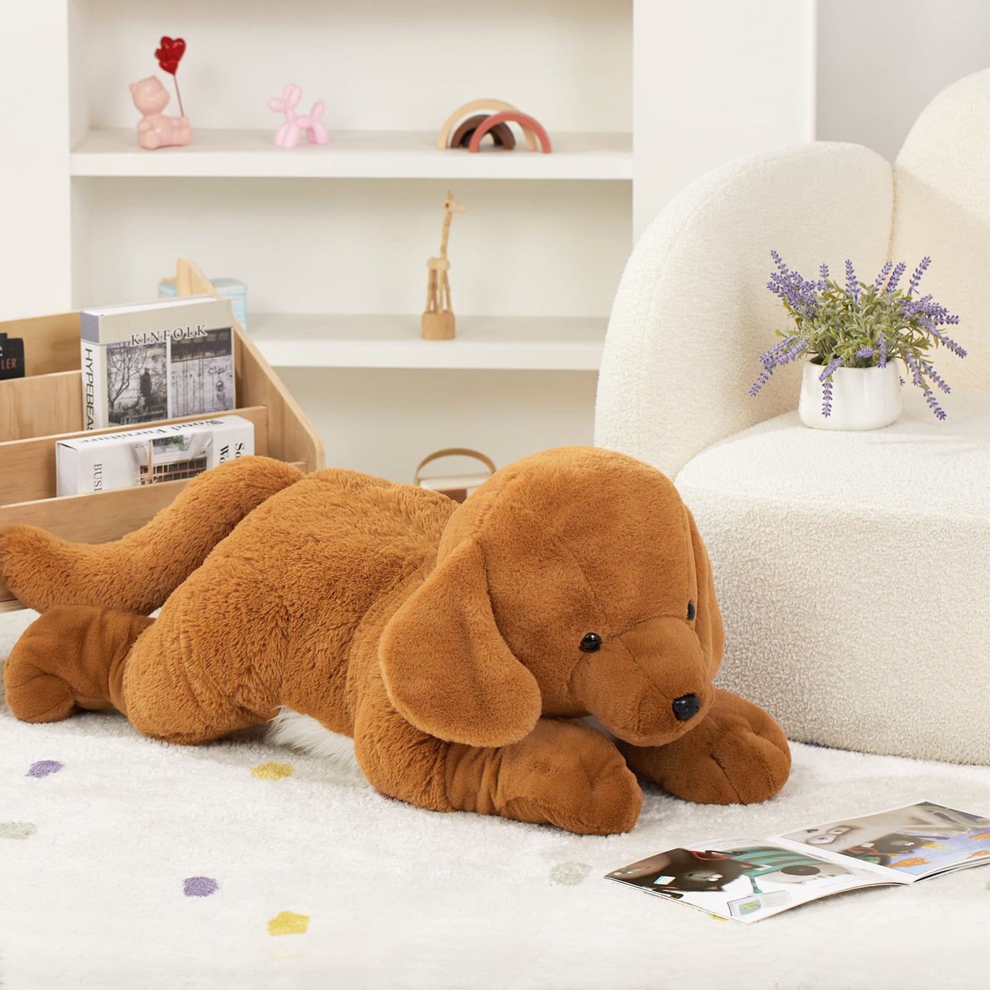 Cuddly 31 Inch Golden Retriever Stuffed Dog Plush Toy Realistic Dog Gift for Pet Enthusiasts