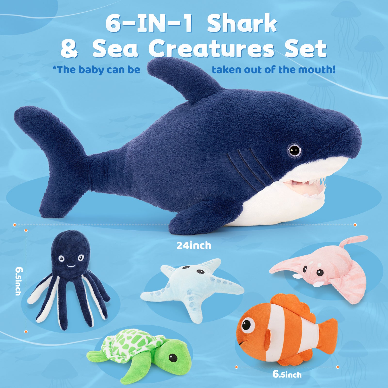 Shark Plush Toy Ocean Stuffed Animals, 23.6 Inches