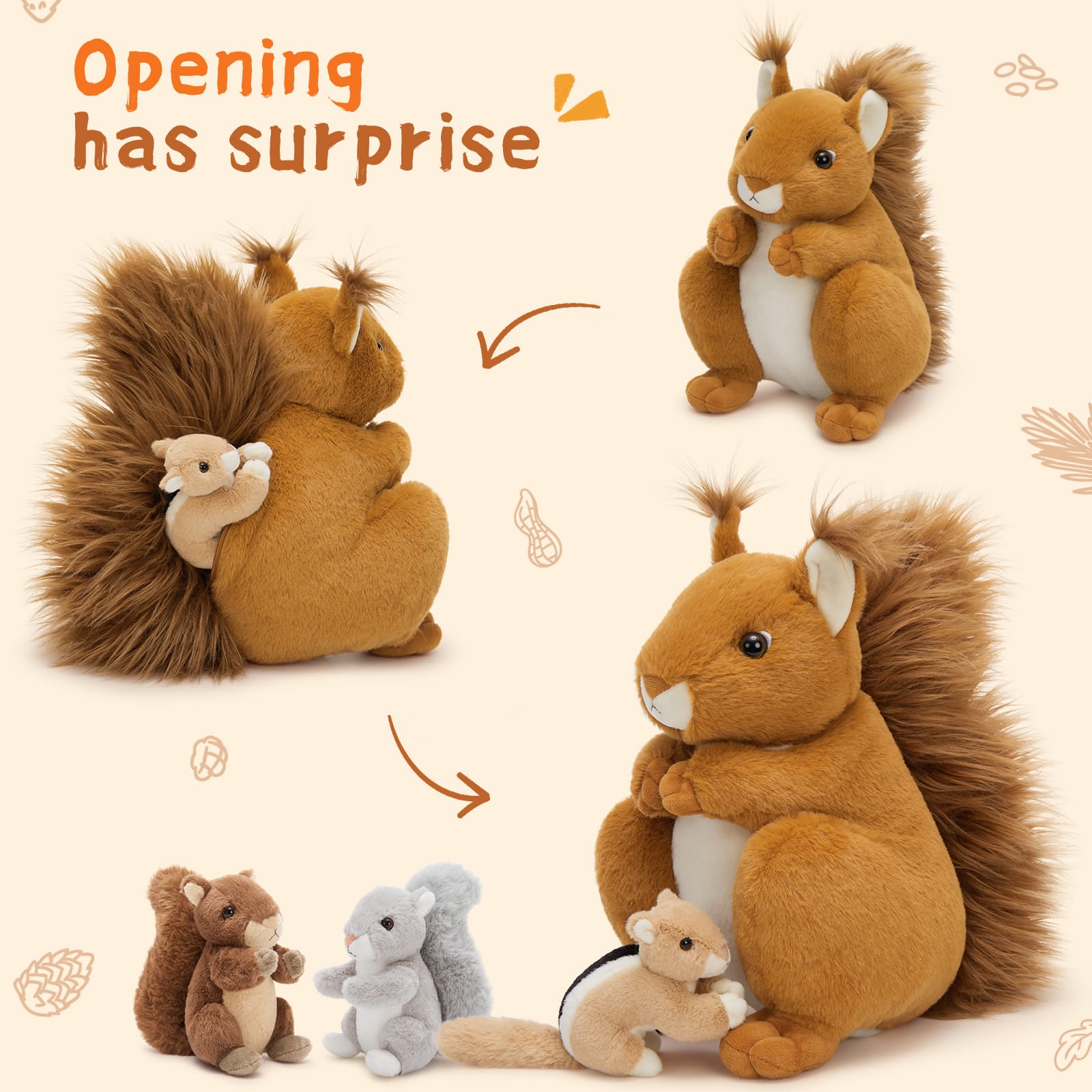 Squirrel Stuffed Animals Squirrel Plush Toys, 13.8 Inches