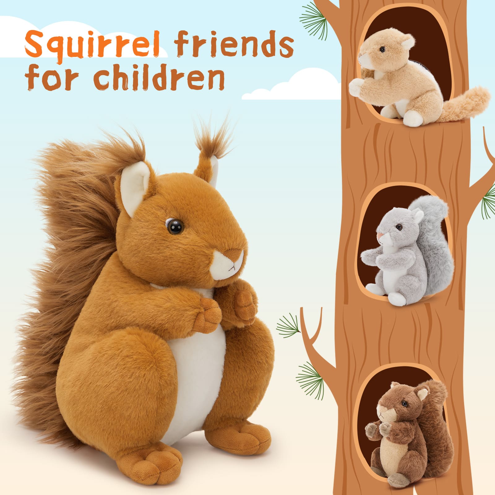 Squirrel Stuffed Animals Squirrel Plush Toys, 13.8 Inches