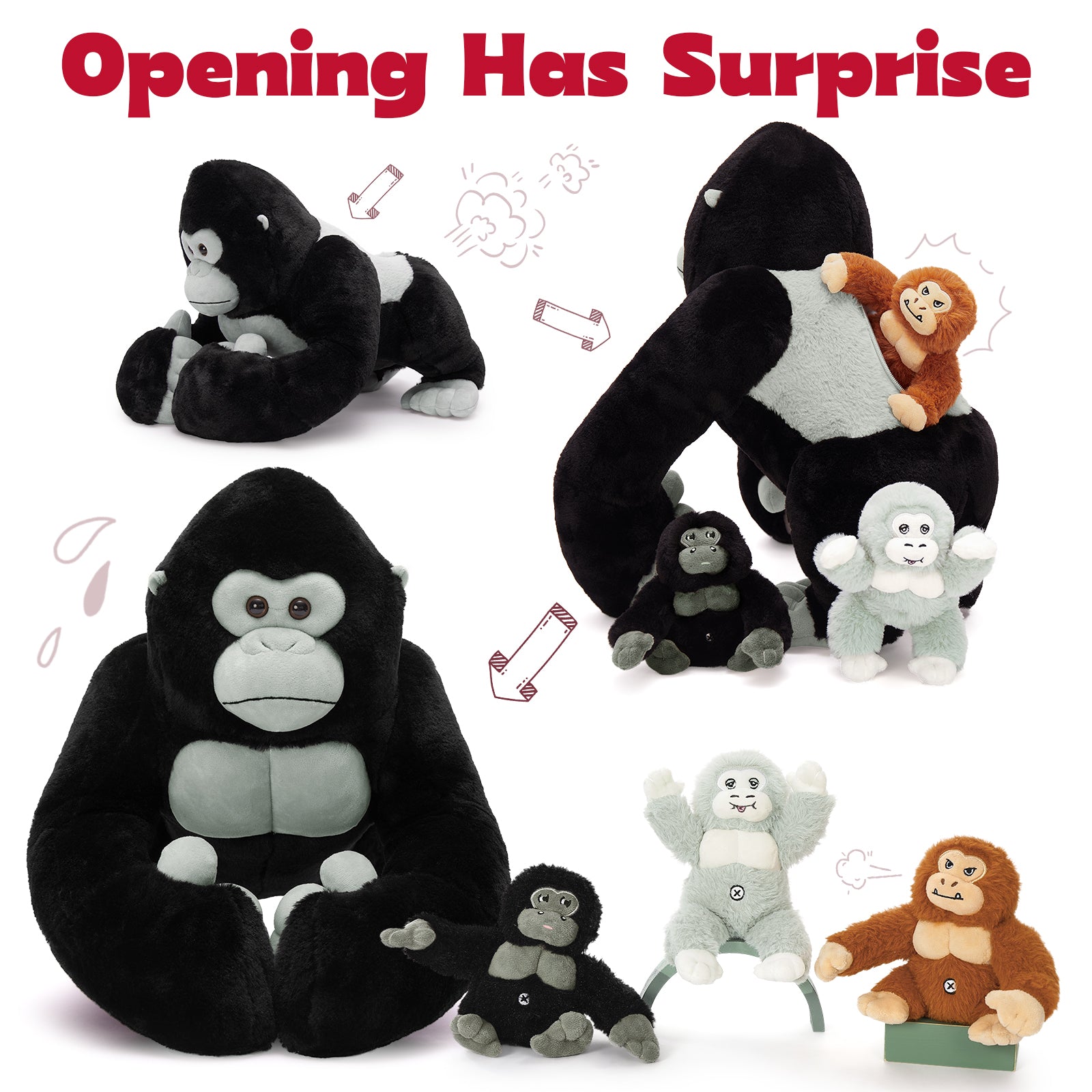 Gorilla Stuffed Animals Chimpanzees Plush Toys, 19.6 Inches