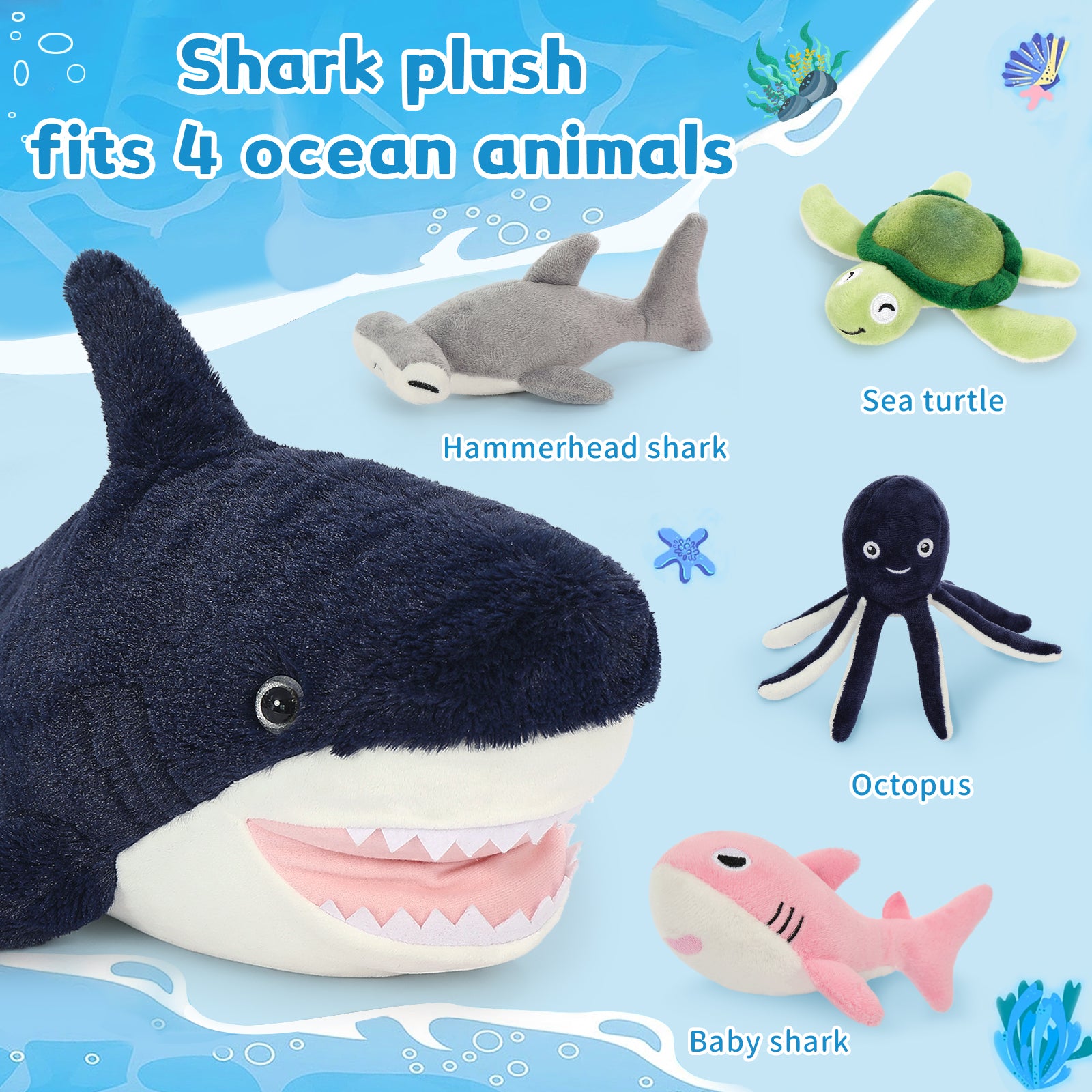 Shark Plush Toy Ocean Stuffed Animals, 23.6 Inches