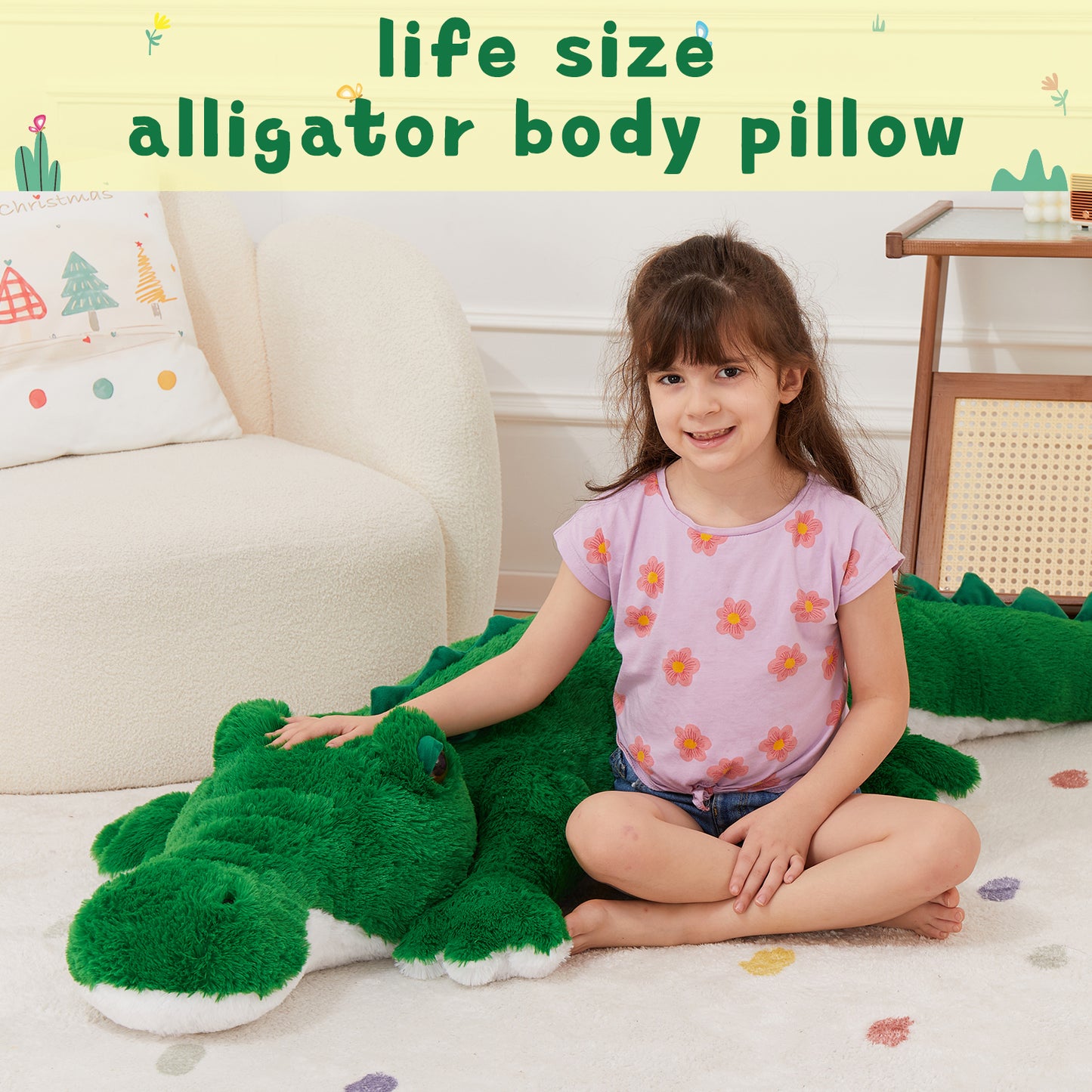 Alligator Stuffed Animals Crocodile Plush Toy, Green, 67 Inches