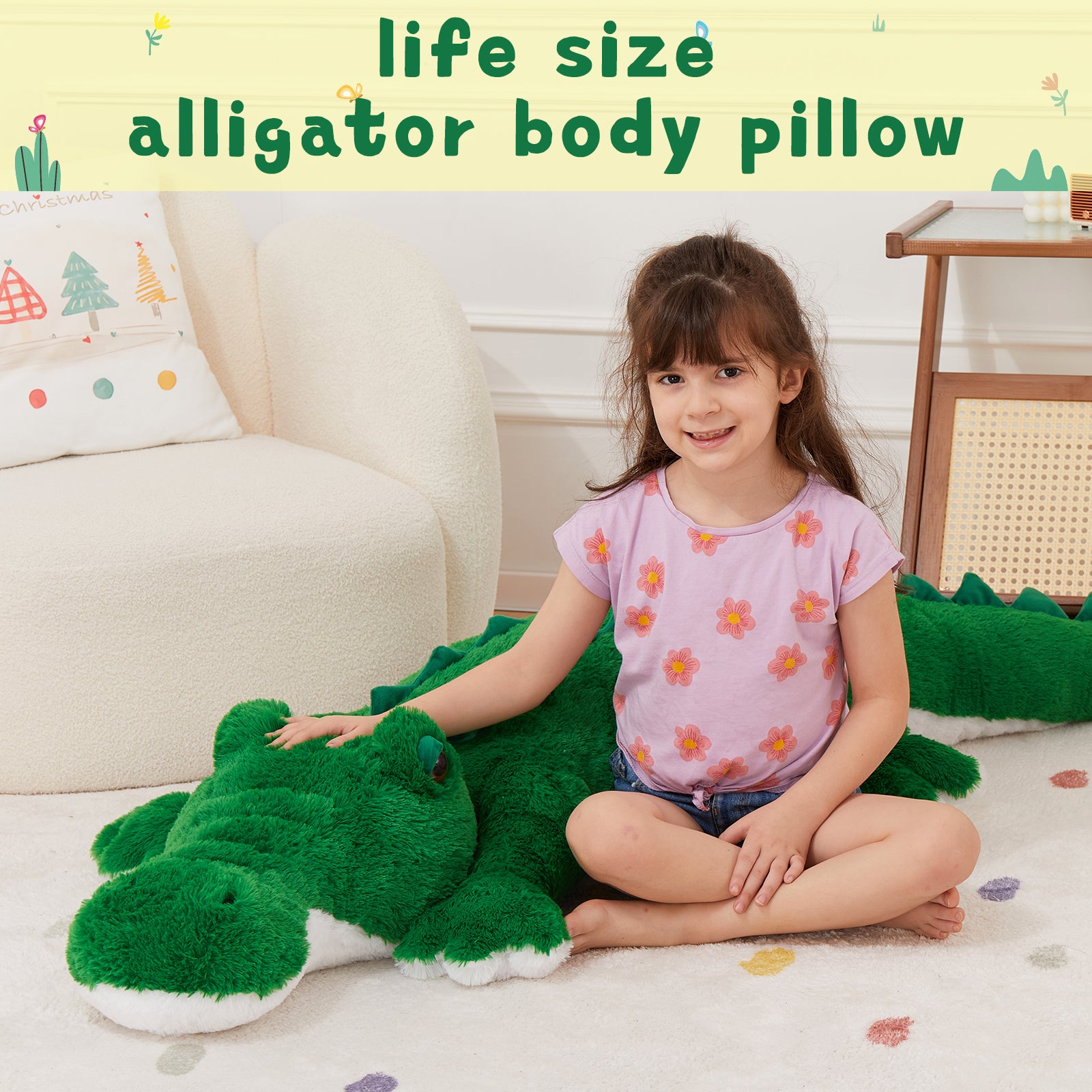 Alligator Stuffed Animals Crocodile Plush Toy, Brown/Green, 67 Inches