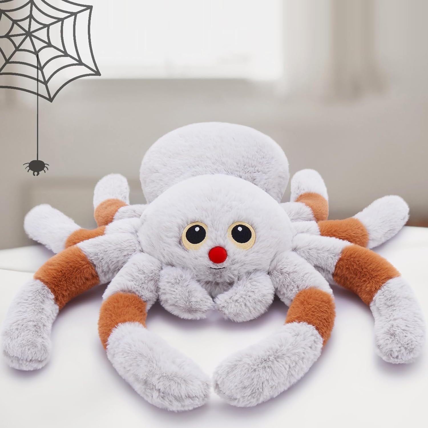 20" Big Cute Gray Spider Stuffed Animal Hallowmas Araneid Plush Toy