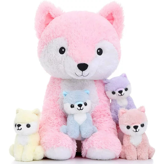 19" Fox Stuffed Animals Plush Toys Fox Mommy & Babies Set