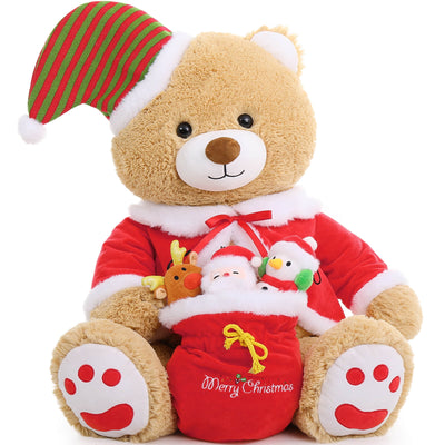 Christmas Teddy Bear Stuffed Animal Santa Claus Snowman
