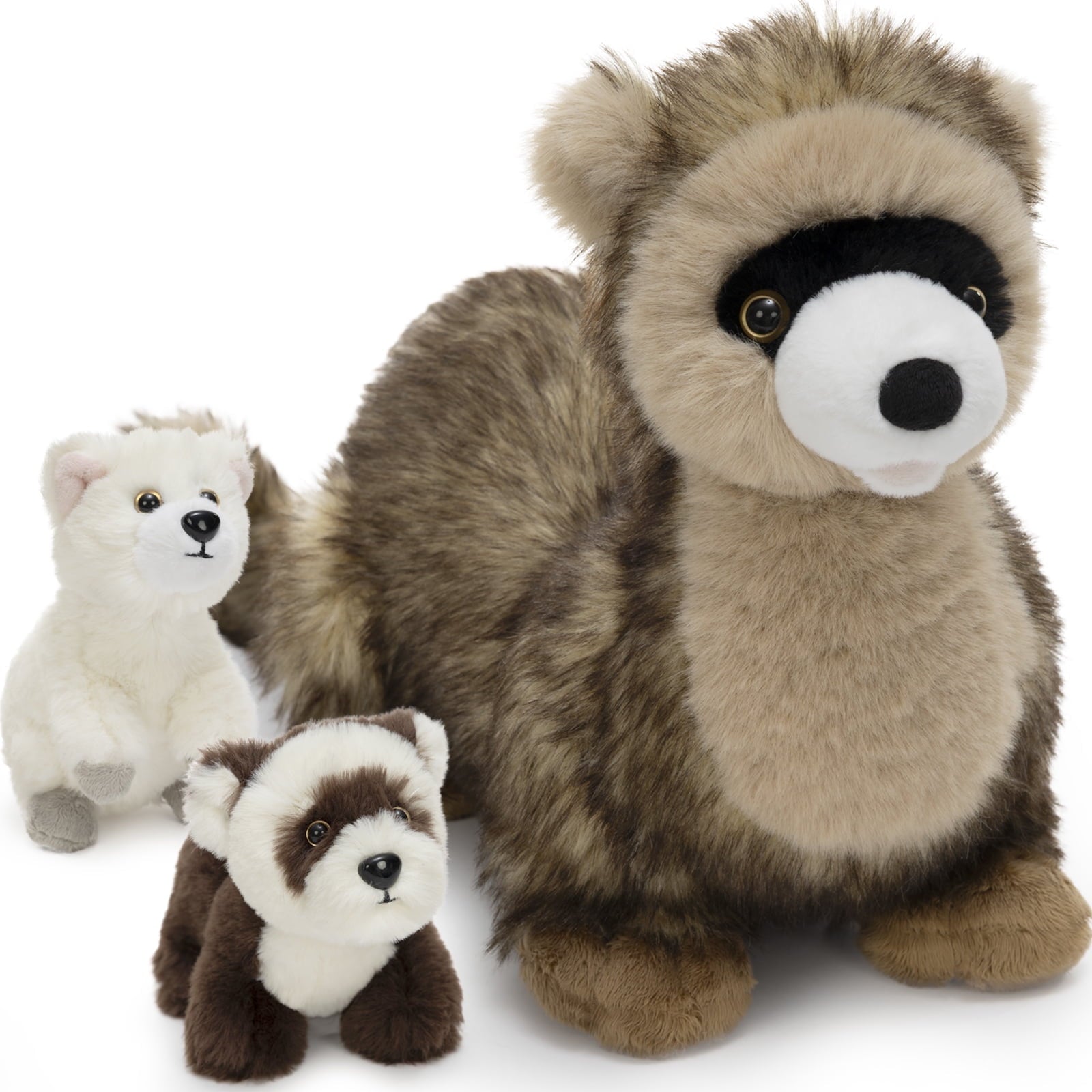 MaoGoLan 3 PCs 17.7" Ferret Stuffed Animals Mommy Ferret with 2 Baby Ferret Plush Toy