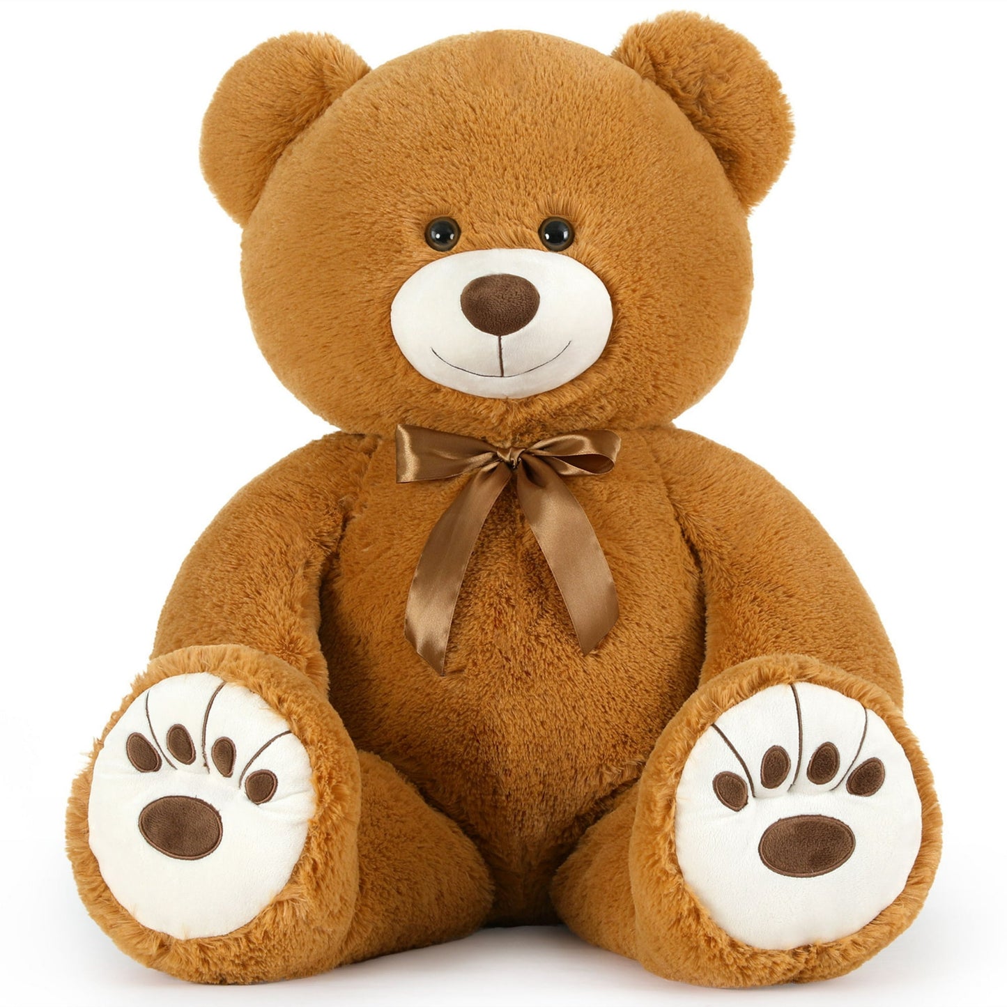 MorisMos Ours en peluche géant marron de 91,4 cm, gros jouet en peluche doux avec nœud papillon et empreinte de pied