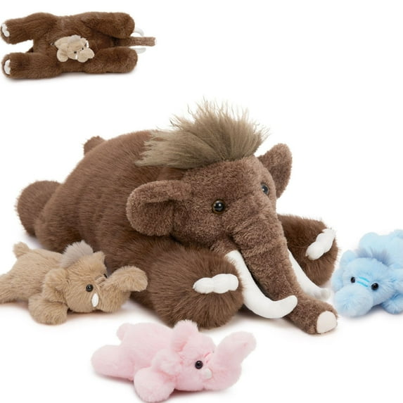 MaoGoLan 4 PCs 22" Elephant Stuffed Animals Mommy Mammoth with 3 Baby Mammoth Plush Toy
