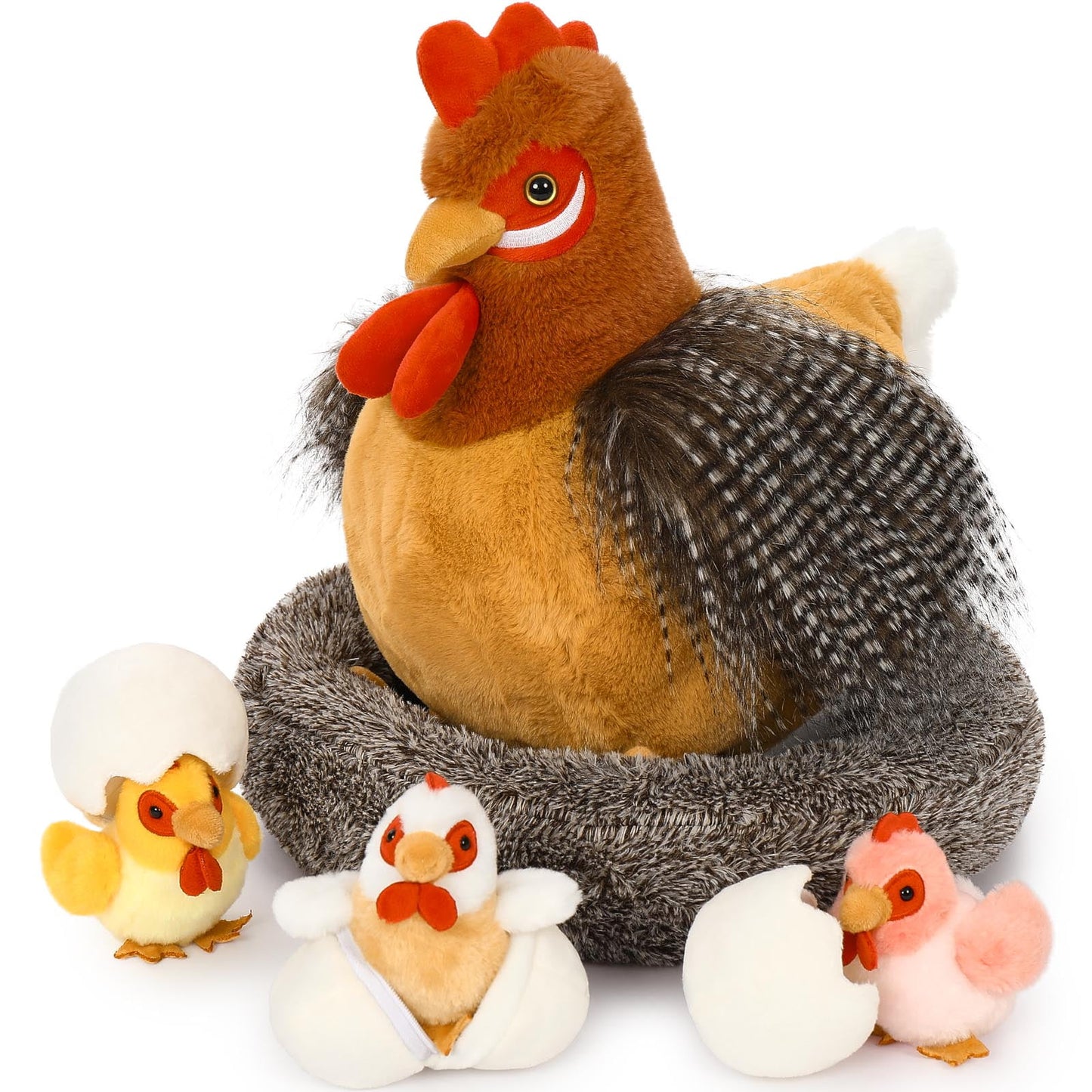 8Pcs Chicken Stuffed Animals with 3 Babies Chickens