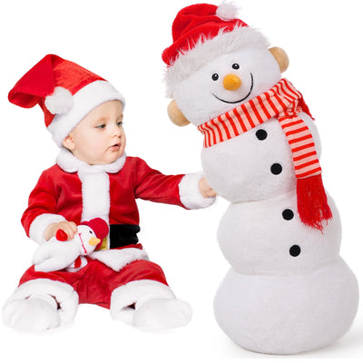 MorisMos 35.4" Christmas Giant Snowman Plush Stuffed Animal Long Pillow
