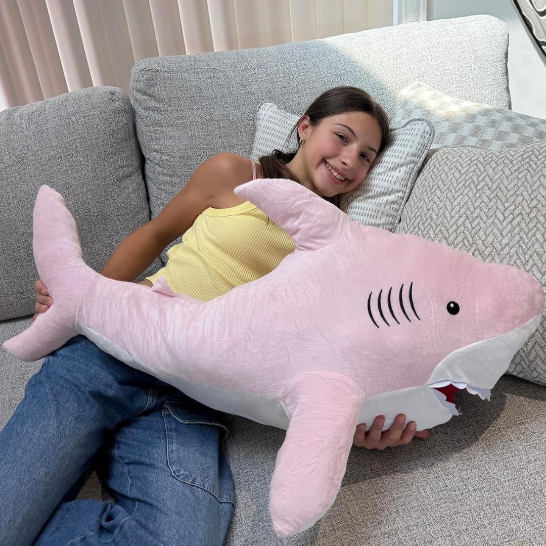Shark Plush Toys Ocean Stuffed Animals, Pink/Blue/Grey, 39 Inches