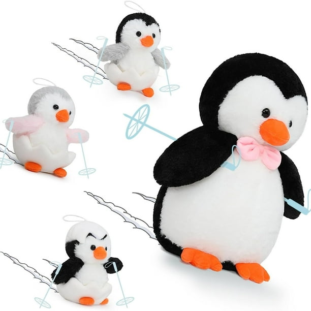 MorisMos Pingouin géant en peluche 41,9 cm avec 3 bébés pingouins en peluche