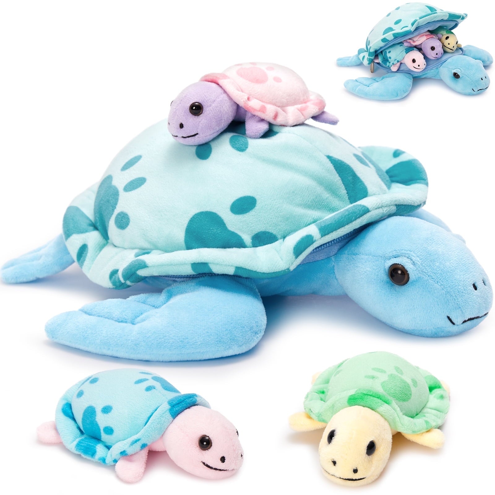 MorisMos Sea Turtle Stuffed Animal Plush Turtle with 3 Babies