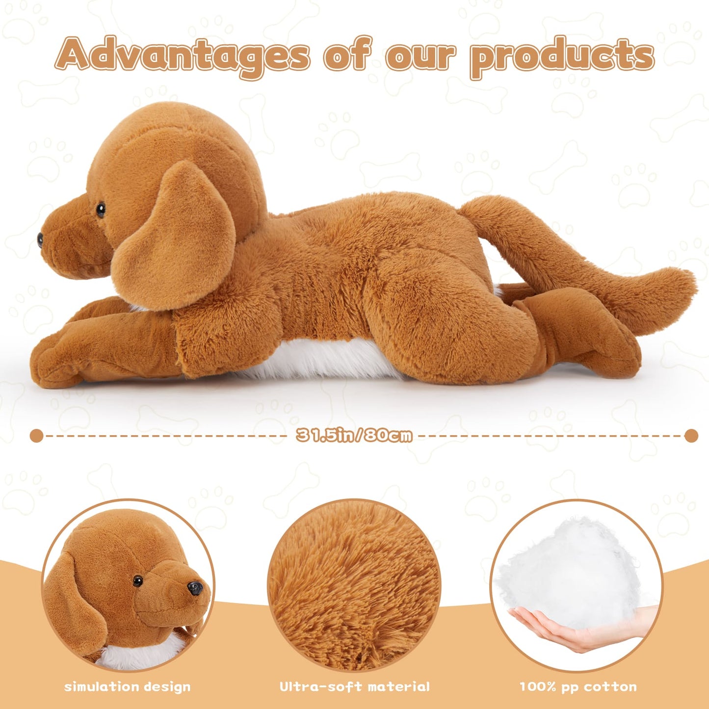 Large Golden Retriever 31 Inch Plush Dog Toy Realistic Soft Stuffed Animal for Kids and Collectors