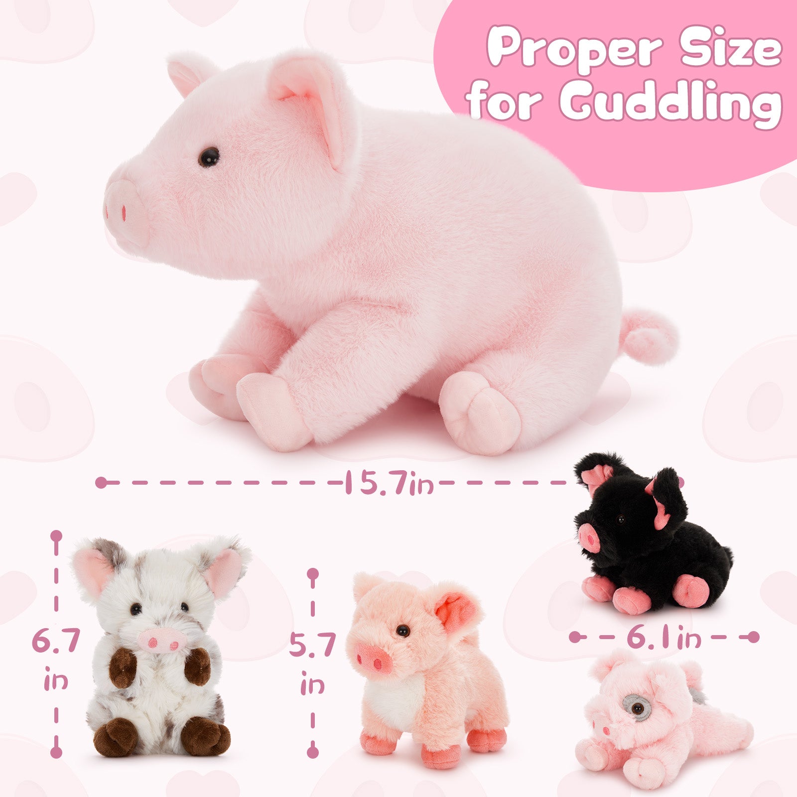 Pig Stuffed Animals Farm Plush Toys, Pink, 15.7 Inches