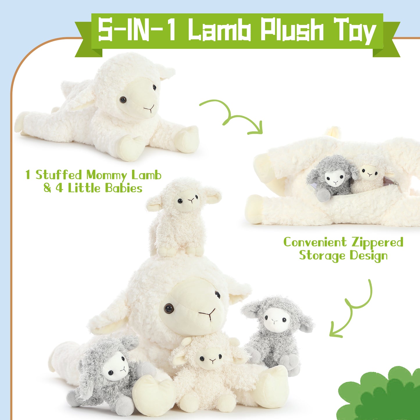 Sheep Stuffed Animals Farm Plush Toys, Beige, 20 Inches - MorisMos Stuffed Animals - Free Shipping