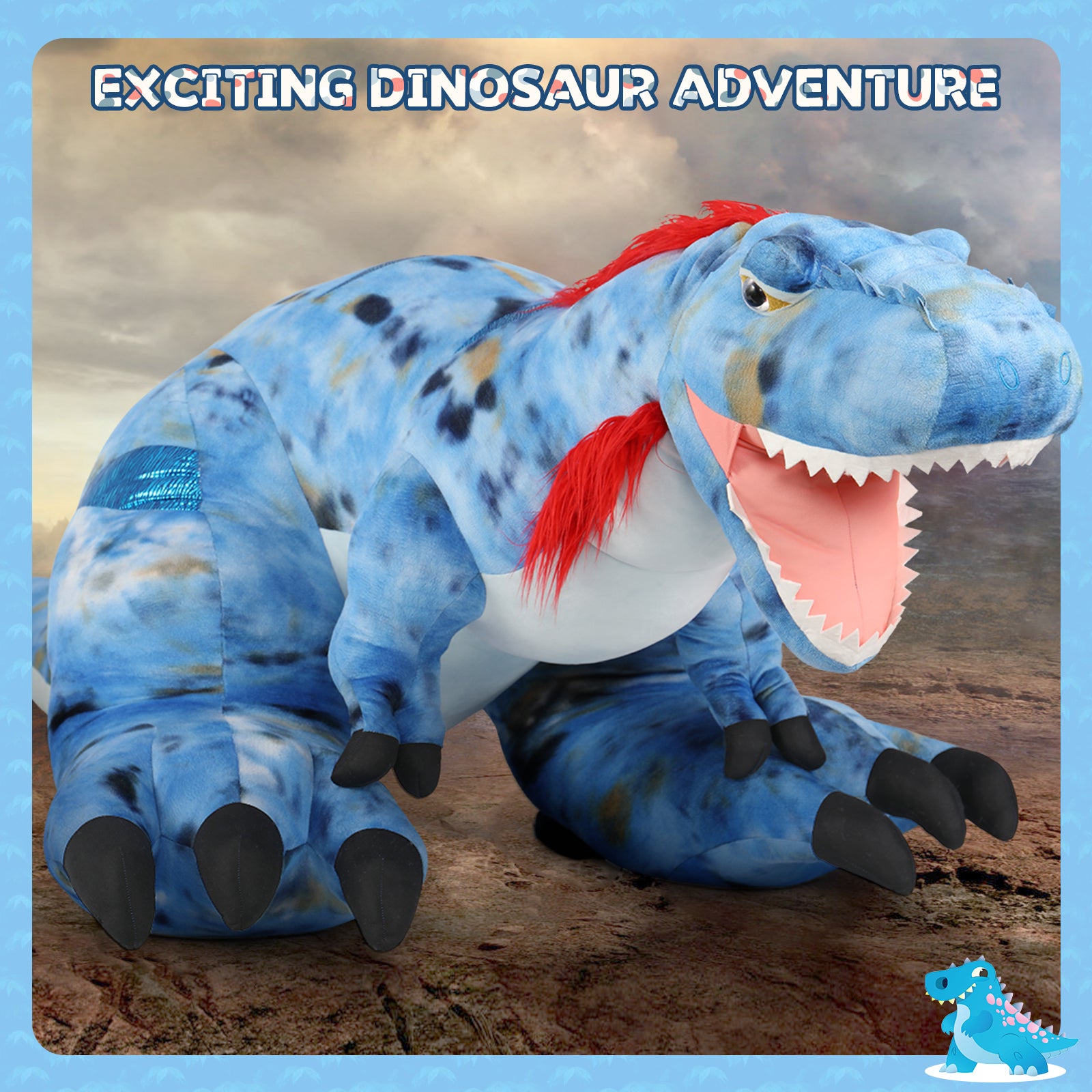 MorisMos Jumbo Blue Tyrannosaurus Rex Dinosaur Stuffed Animal