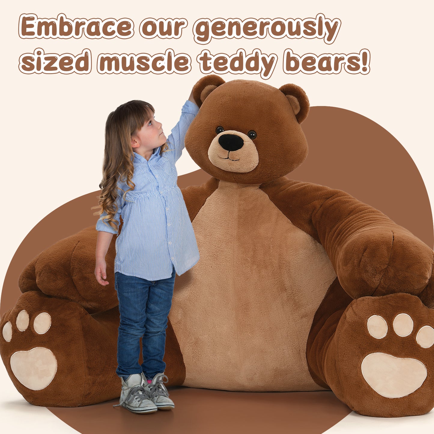 Sitting Big Teddy Bear Plush Toy, Dark Brown, 43 Inches