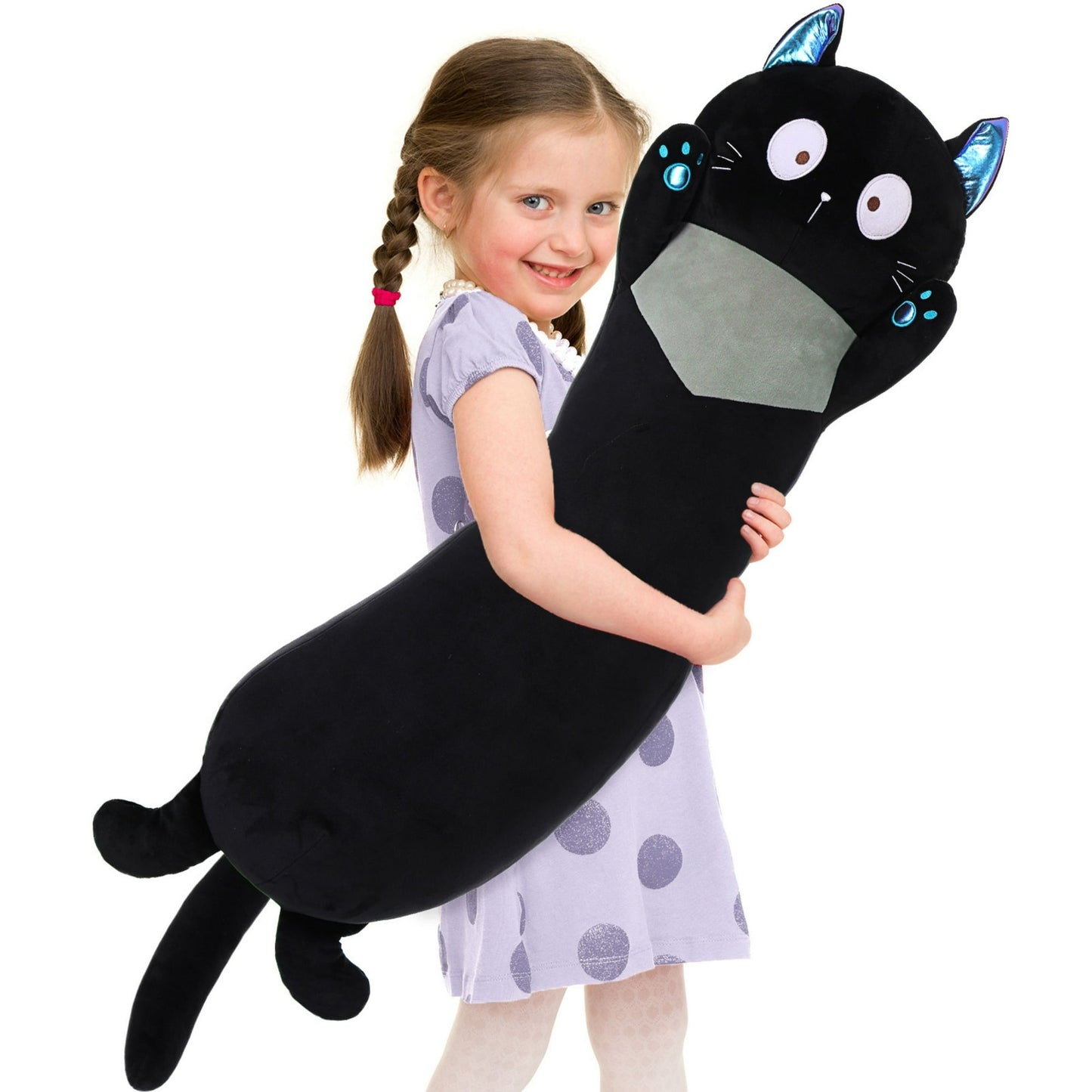 39.4" Black Cat Stuffed Animal Long Cat Plush Pillow Plush Toy