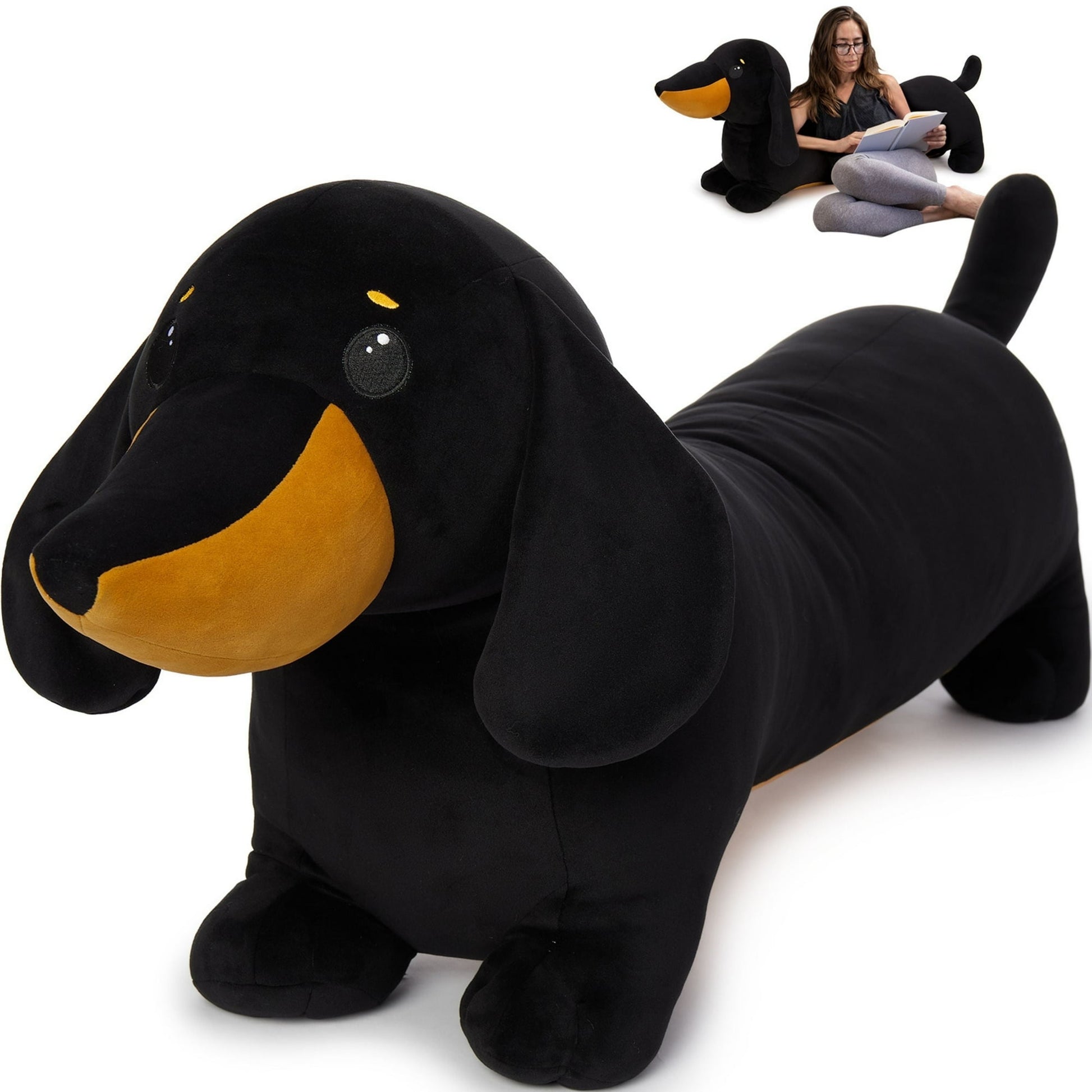 Tezituor 43.3" Dachshund Dog Stuffed Animal Giant Weiner Dog Body Pillow Plush Toy