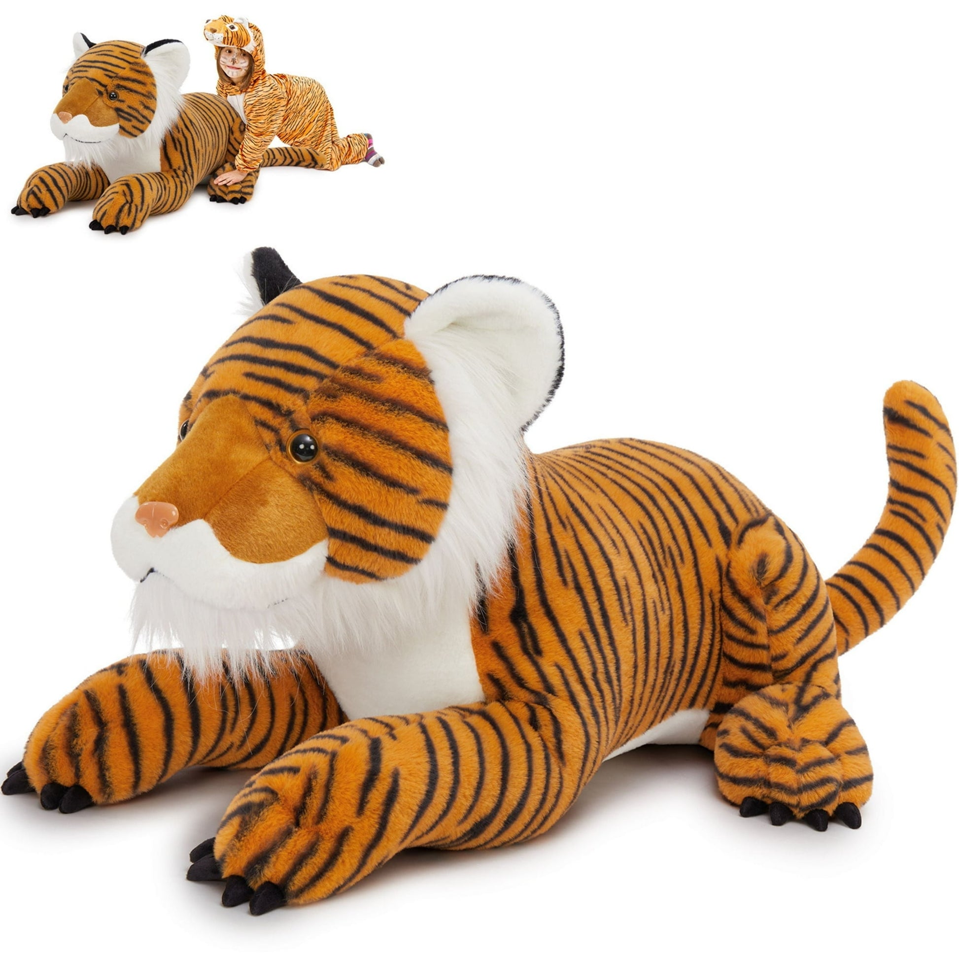 Tezituor 46.4" Tiger Stuffed Animals Huge Tiger Plush Pillow Huggable Size Plush Toy
