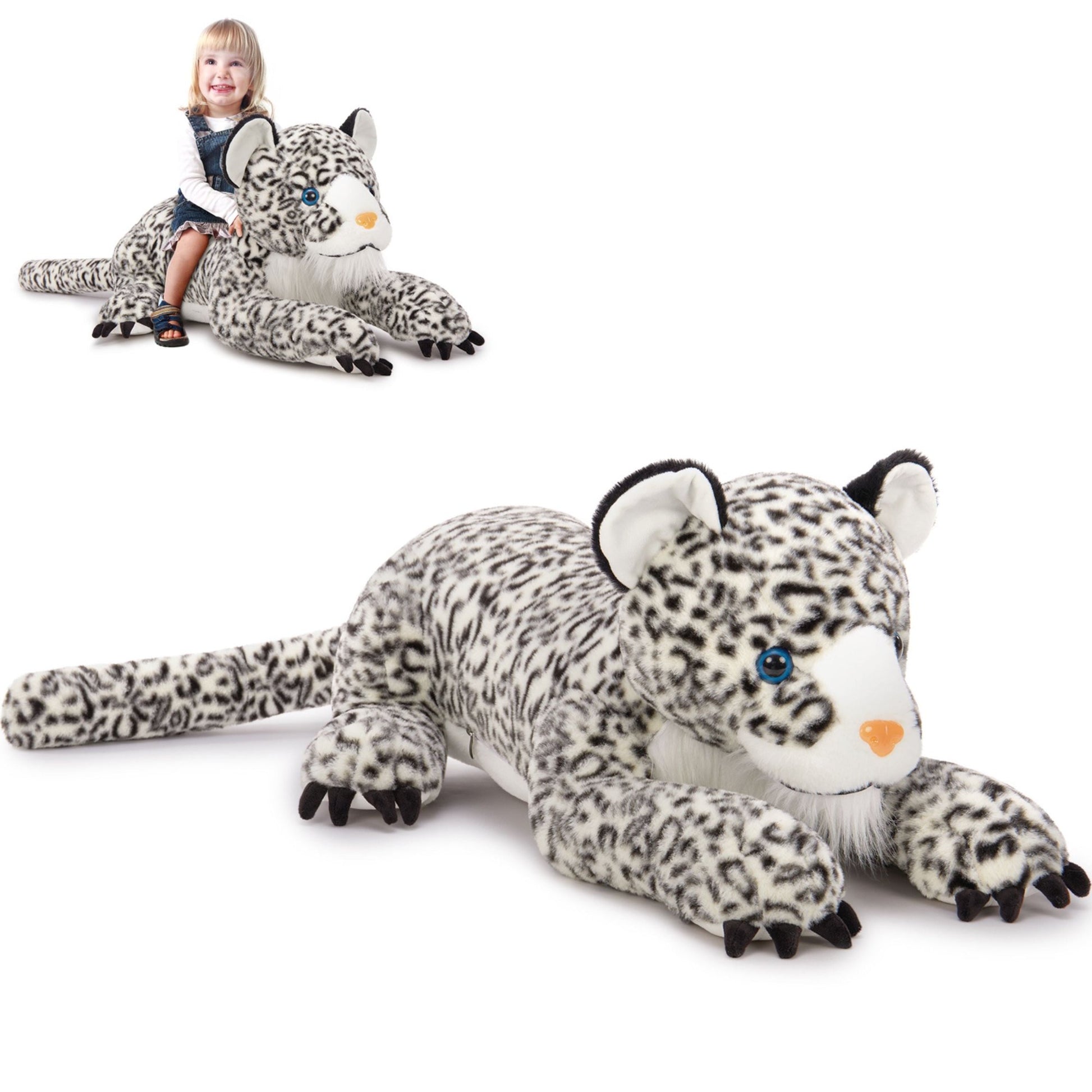 Tezituor 47.2" Snow Leopard Stuffed Animals Giant Stuffed Cheetah Pillow Huge Size Plush Toy