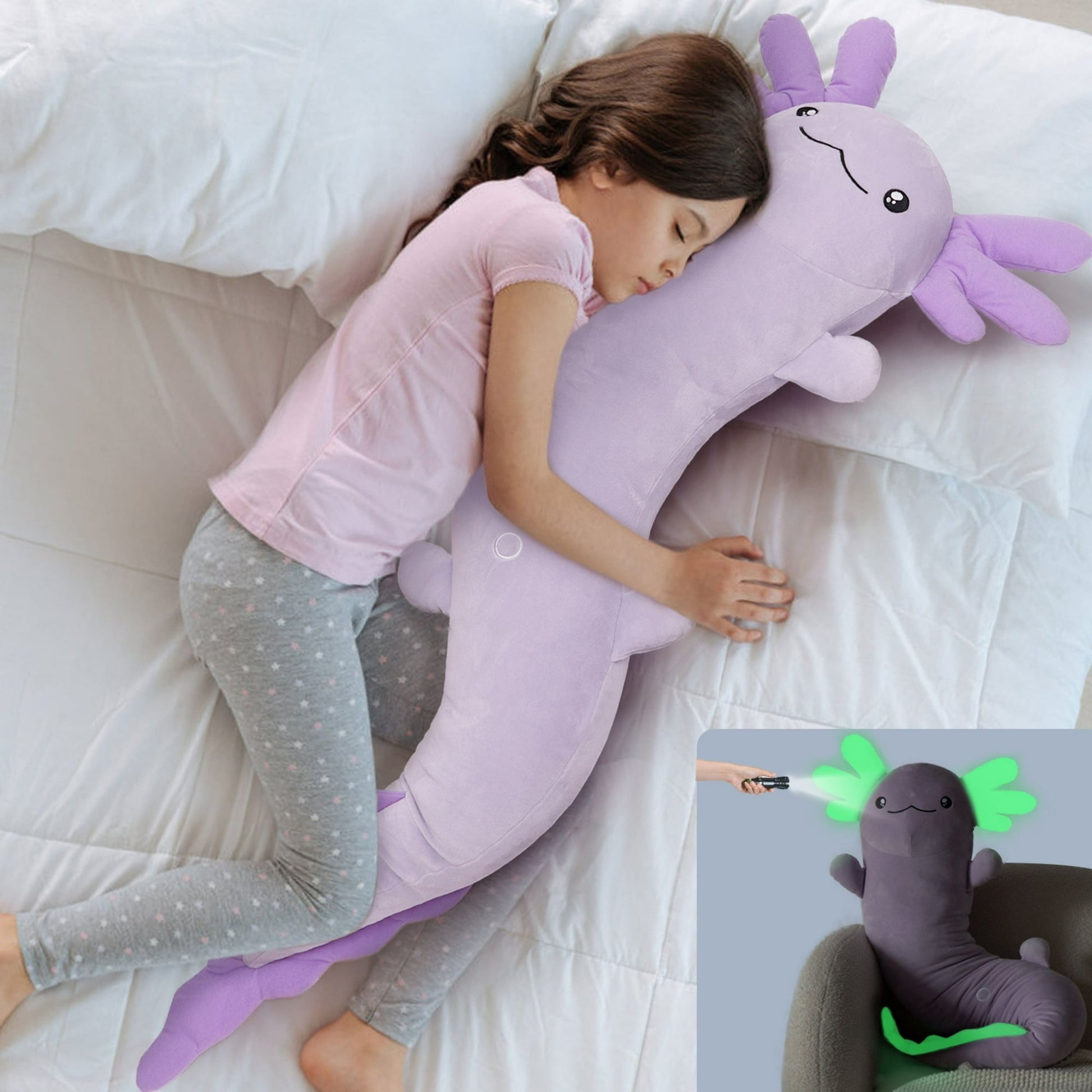 Long Axolotl Body Pillow 47.2'' Hugging Pillow,Stuffed Axolotl Toys Plush