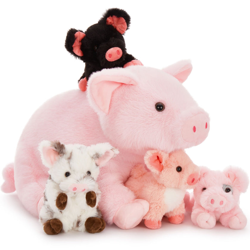 5Pcs Pig Stuffed Animal 15.7'' Giant Pig Plush with 4 Baby Pigs Plush Toy